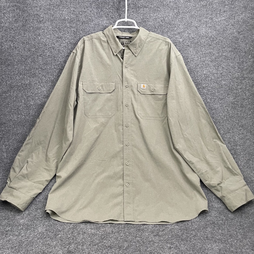 Carhartt Relaxed Fit Flannel Shirt Mens Sz 2XL Tall Button Down Gray